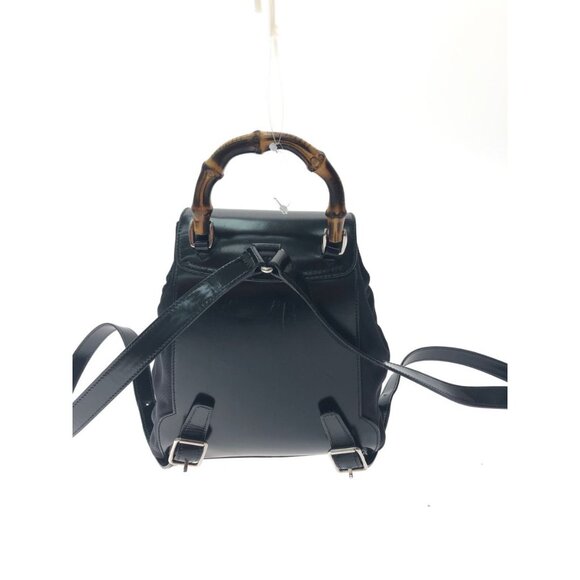 Gucci Backpack Mini Bamboo Nylon Canvas Leather Black
